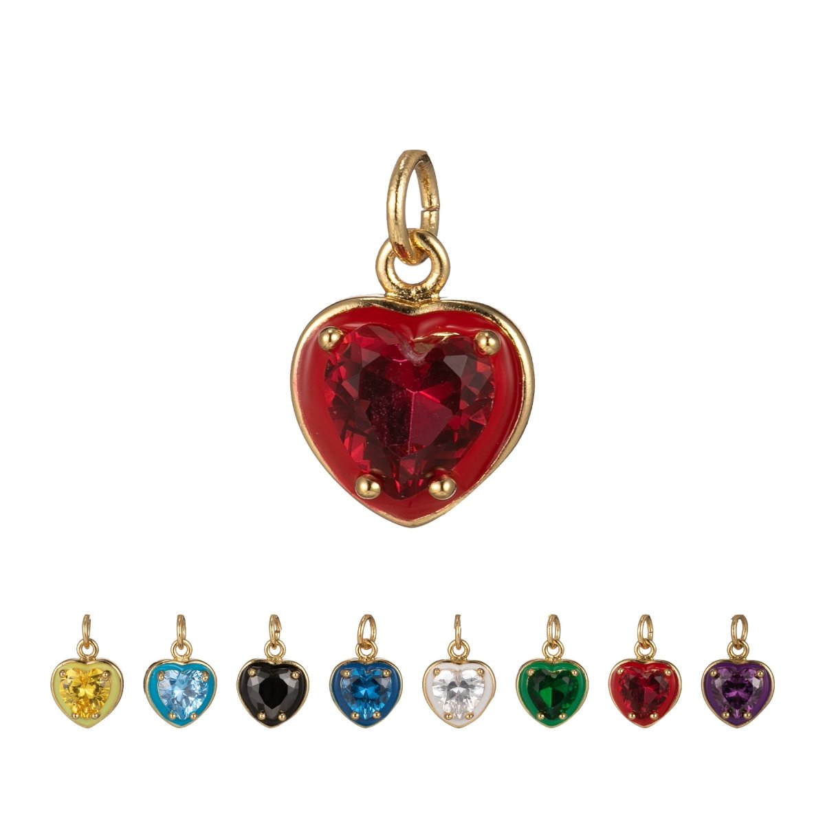 Crystal Heart Gold Filled Charm M-247-M-254 - DLUXCA