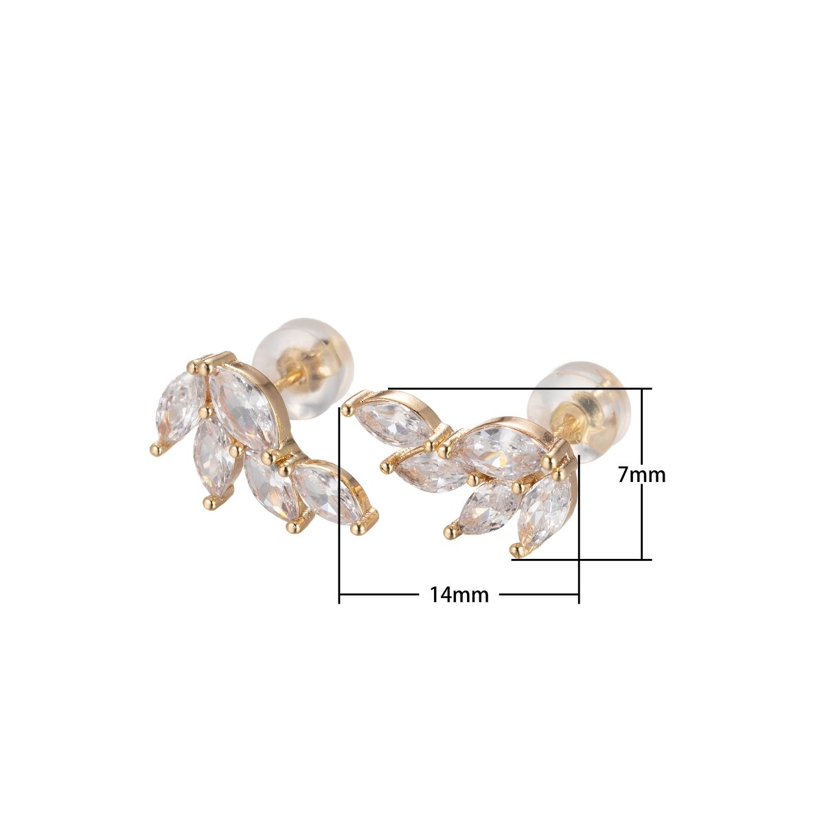 Crystal Leaves Studs Earring CZ Crystal Stone Floral Nature Leaves Daily Earring Jewelry P-194 - DLUXCA