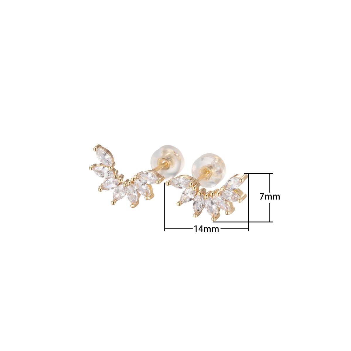 Crystal Sparky Leaves Studs Earring CZ Stone Floral Nature Blooming Crystal Leaves Earring Jewelry P-200 - DLUXCA