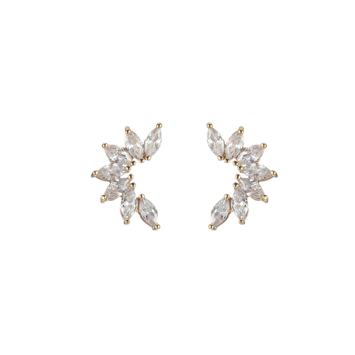 Crystal Sparky Leaves Studs Earring CZ Stone Floral Nature Blooming Crystal Leaves Earring Jewelry P-200 - DLUXCA