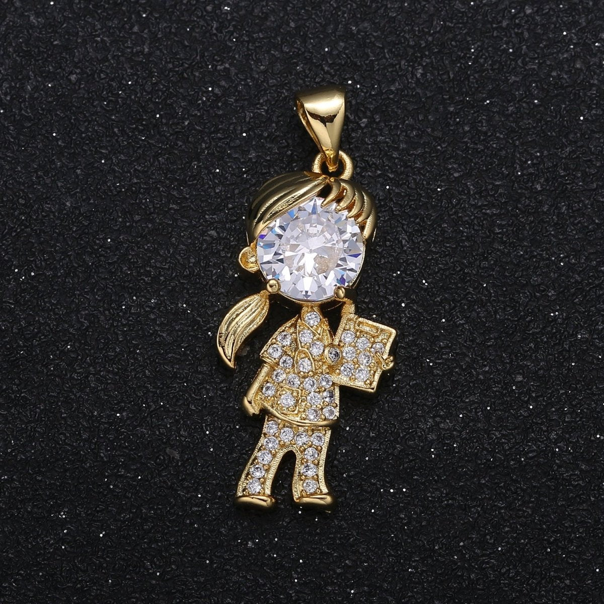 Crystal Super Girl Charm CZ Zirconia Girl Human Micro Pave Charm Pendant GP-004 - DLUXCA