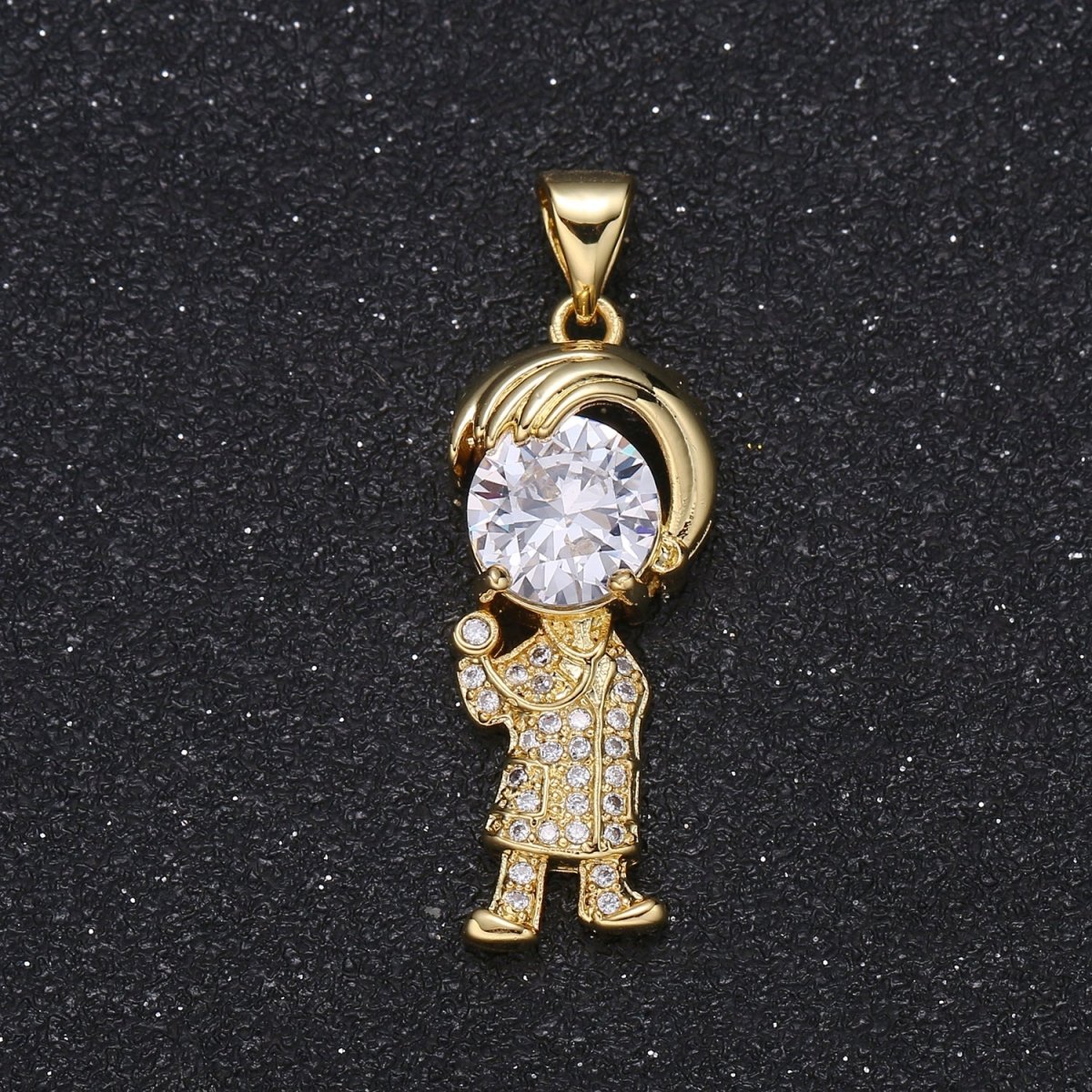 Crystal Super Kid Boy Charm CZ Zirconia Kids Boyfriend Human Micro Pave Charm Pendant GP-066 - DLUXCA