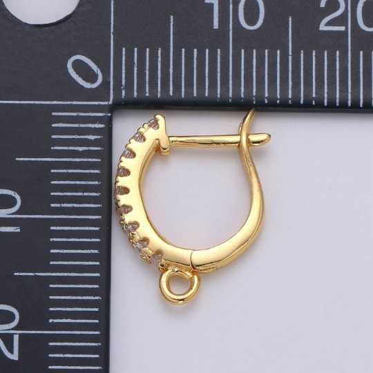 Cubic 24k Gold Filled one touch w/ open link Lever back earring making, 16x13 mm, Nickel free Lead Free for Earring Charm Making Findings K-752 - DLUXCA