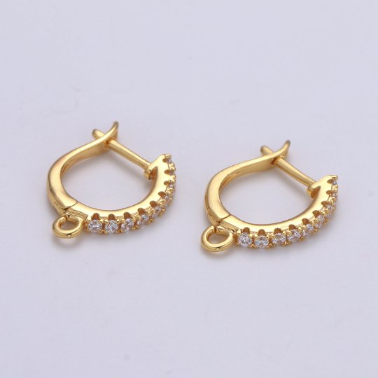 Cubic 24k Gold Filled one touch w/ open link Lever back earring making, 16x13 mm, Nickel free Lead Free for Earring Charm Making Findings K-752 - DLUXCA
