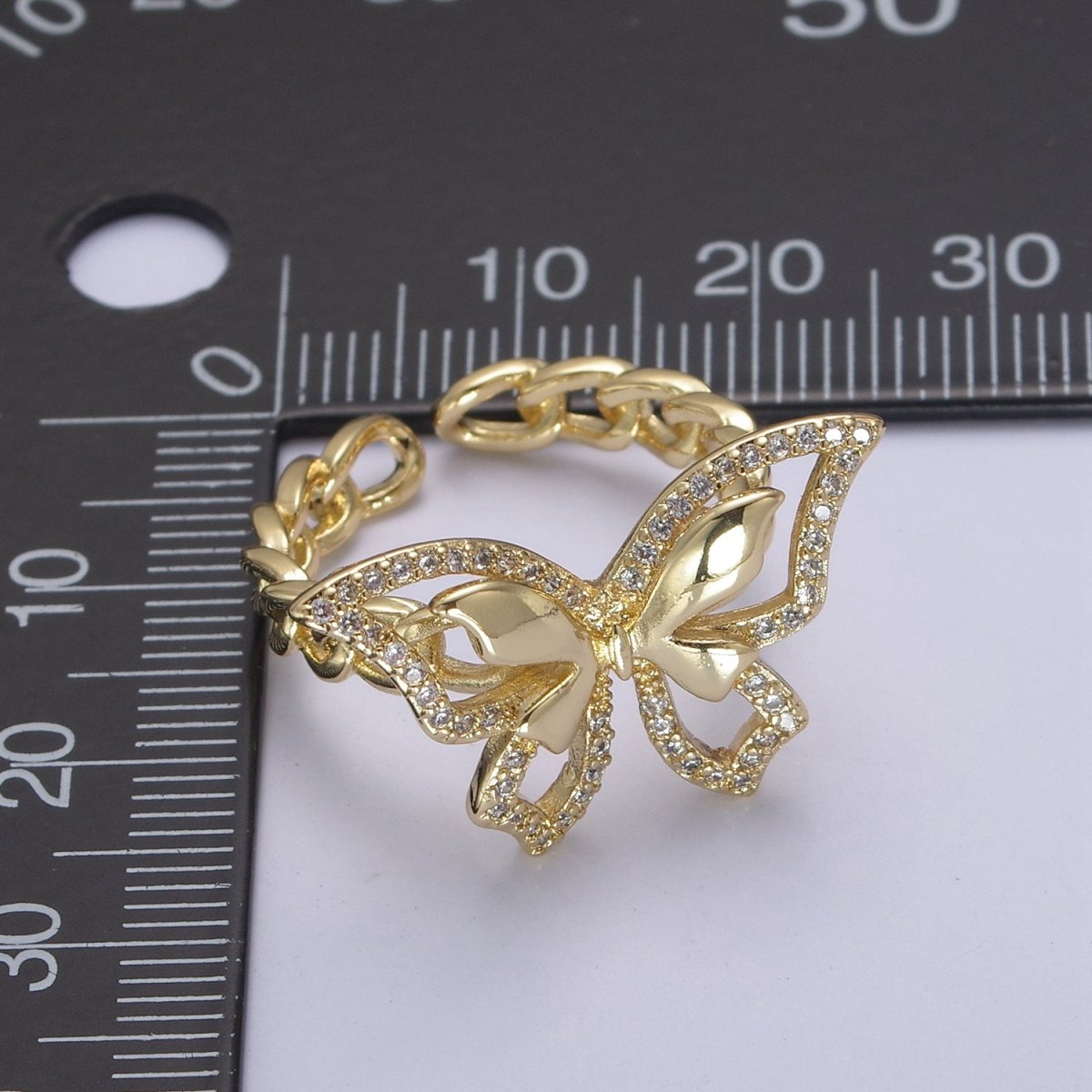 Cubic Butterfly rings, gold butterfly rings stackable adjustable rings, Cluster ring, Dainty open ring U-504 - DLUXCA