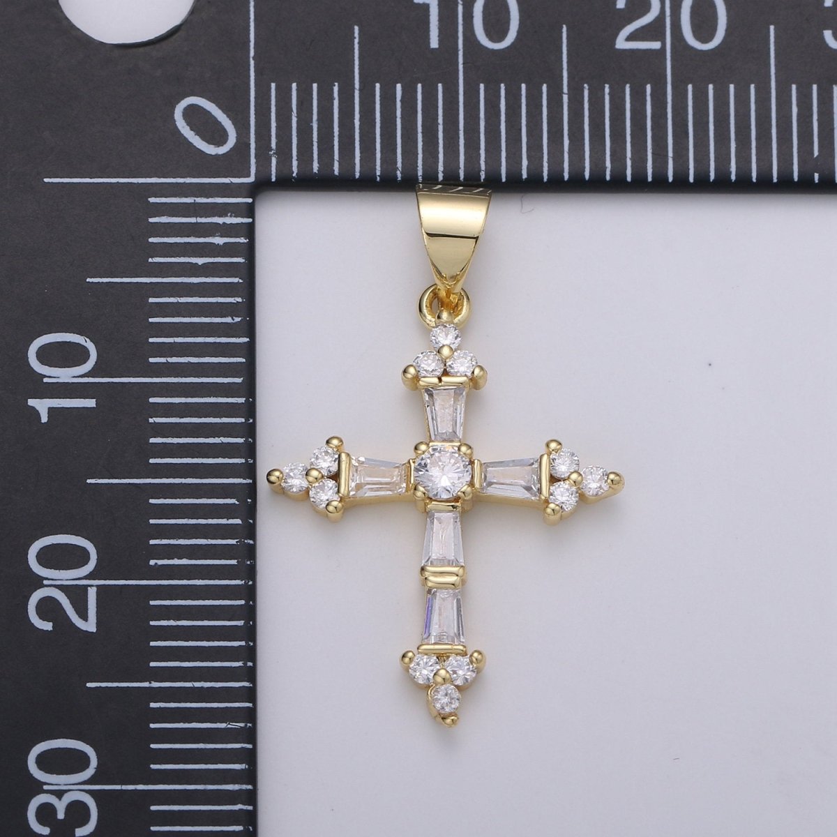 Cubic Cross Pendant, CZ Pendant, Jesus Pendant, Earrings pendant, Bracelet Charm, Necklace Pendant, 14k Gold Filled Jewelry Making N-1320 - DLUXCA