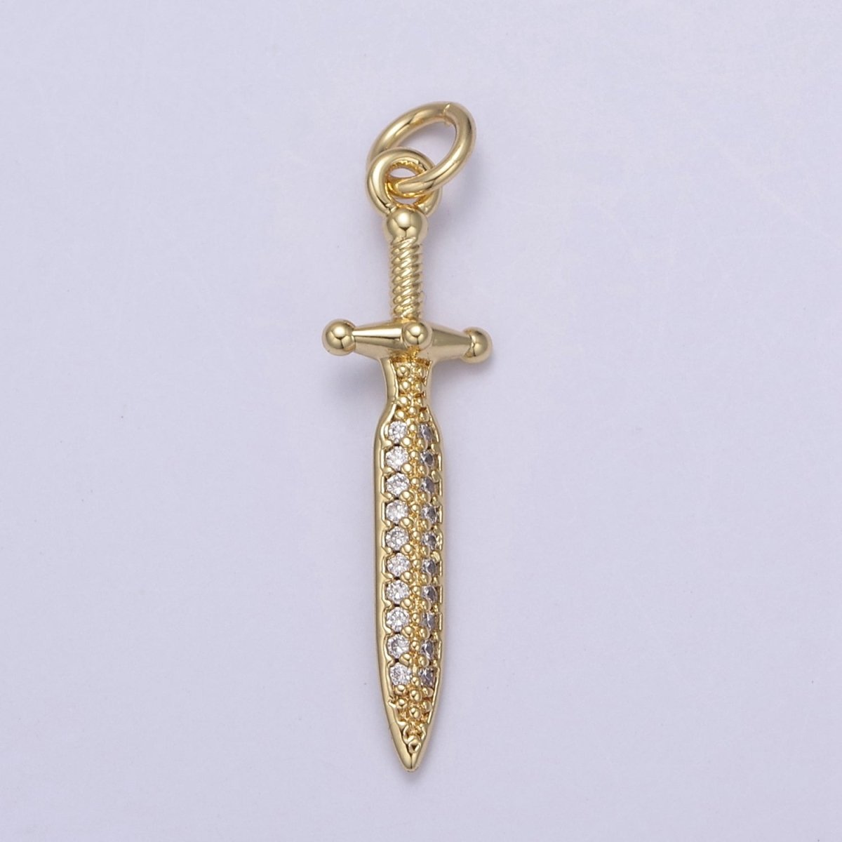 Cubic Dagger Pendant, CZ Sword Pendant, Earrings pendant, Bracelet Charm, Necklace Pendant, 24k Gold Filled Jewelry N-781 N-782 - DLUXCA