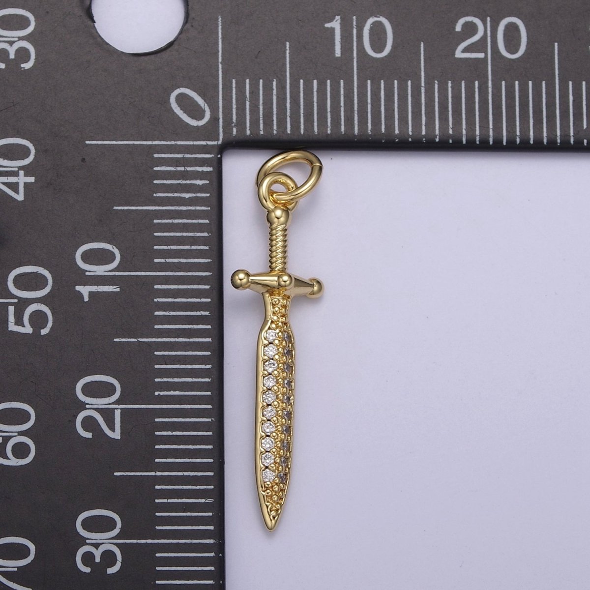 Cubic Dagger Pendant, CZ Sword Pendant, Earrings pendant, Bracelet Charm, Necklace Pendant, 24k Gold Filled Jewelry N-781 N-782 - DLUXCA