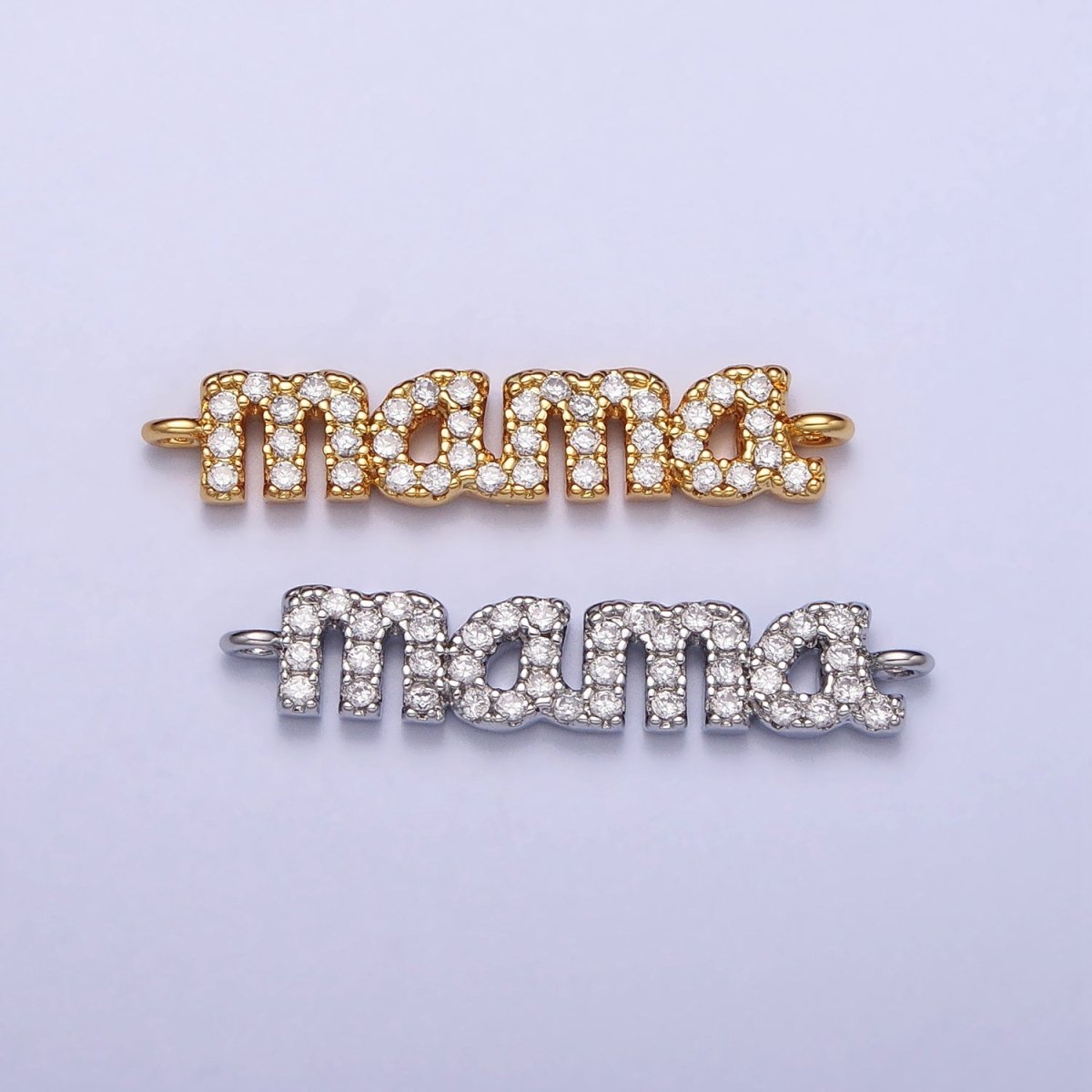Cubic diamond MAMA connector charm Cubic zirconia Mother Link Connector for Bracelet Necklace Jewelry making supplies AA-978 AA-979 - DLUXCA