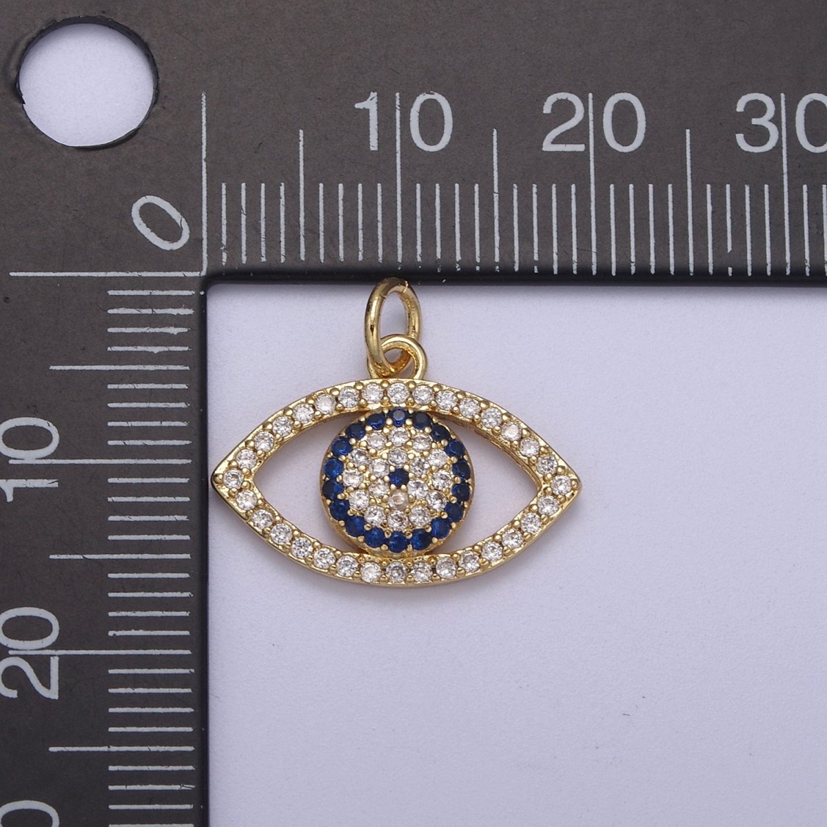 Cubic Evil Eye Charm - 17x19mm Pendant Gold Filled CZ Drop Charm Pendant Amulet Protection Charm N-333 - N-335 - DLUXCA