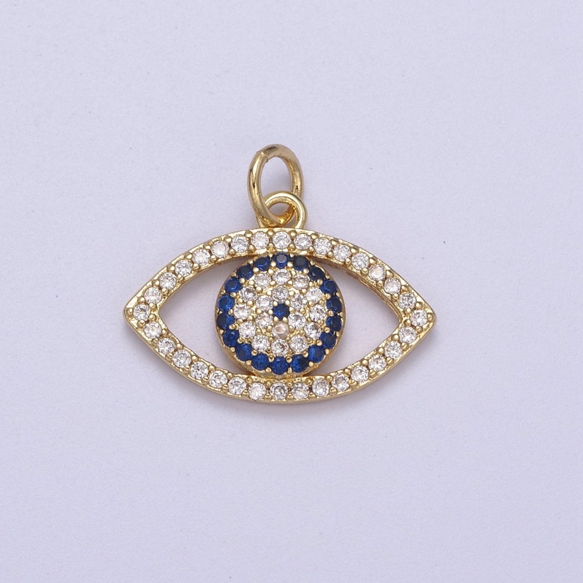 Cubic Evil Eye Charm - 17x19mm Pendant Gold Filled CZ Drop Charm Pendant Amulet Protection Charm N-333 - N-335 - DLUXCA