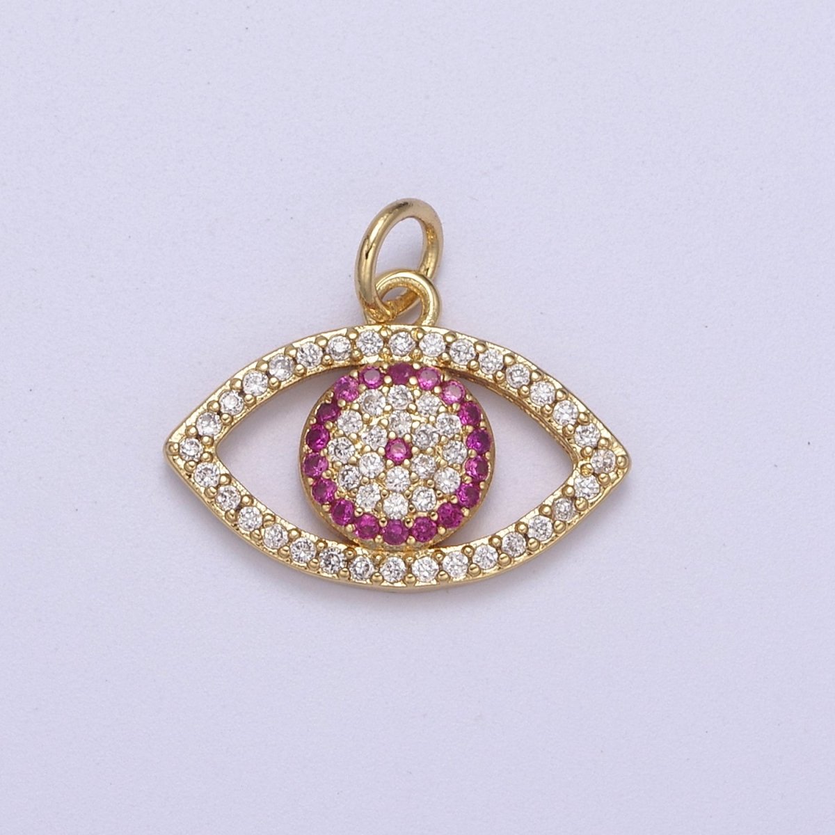 Cubic Evil Eye Charm - 17x19mm Pendant Gold Filled CZ Drop Charm Pendant Amulet Protection Charm N-333 - N-335 - DLUXCA