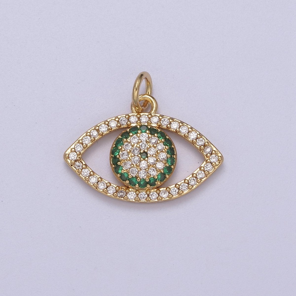 Cubic Evil Eye Charm - 17x19mm Pendant Gold Filled CZ Drop Charm Pendant Amulet Protection Charm N-333 - N-335 - DLUXCA