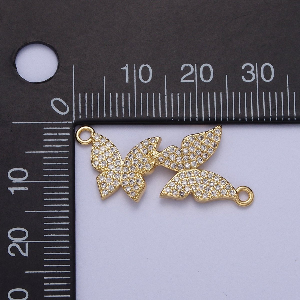 Cubic Gold Butterfly Charms, CZ Pave Butterfly Connector, Dainty Charms, Necklace Charm, Bracelet Charms, Nickel-free G-565 - DLUXCA