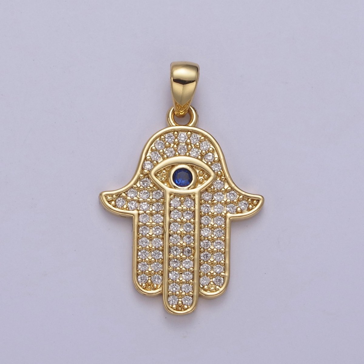 Cubic Gold Filled Hamsa Hand Cz Pendant Hand of Fatimah Charm Statement Jewelry N-545 - DLUXCA