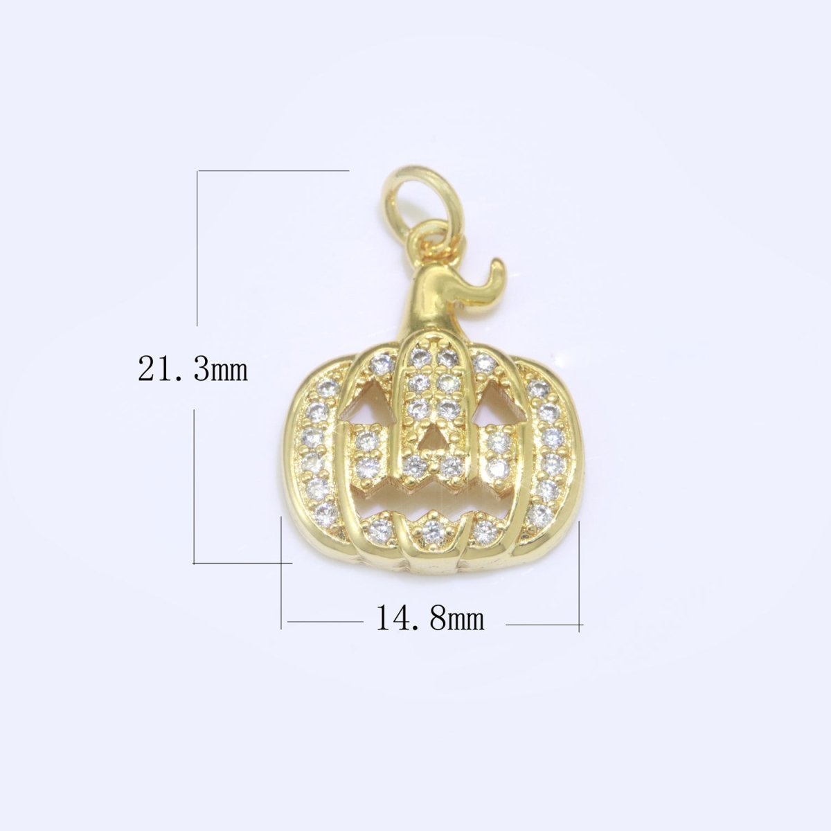 Cubic Gold Filled Jack O Lantern Pumpkin Face Cubic Zirconia Micro Pave Charm Bracelet Necklace Earring Pendant for halloween Jewelry Making M-550 - DLUXCA