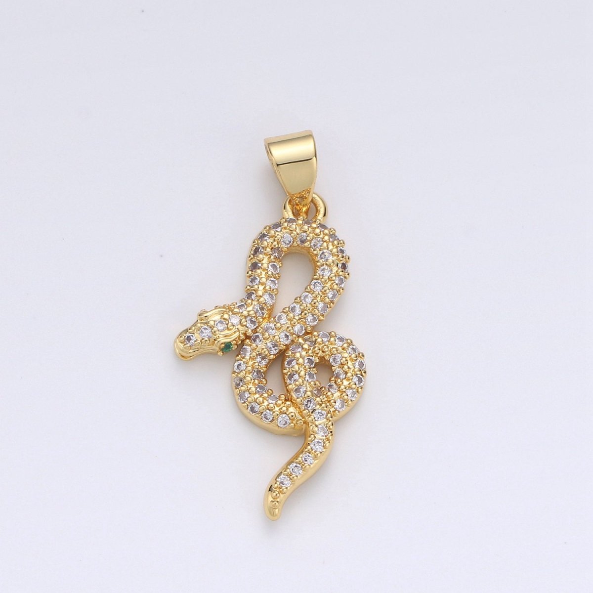 Cubic Gold snake charm Pendant, Micro Pave snake charms, Dainty pendant Jewelry in 14k Gold Filled I-662 I-663 - DLUXCA