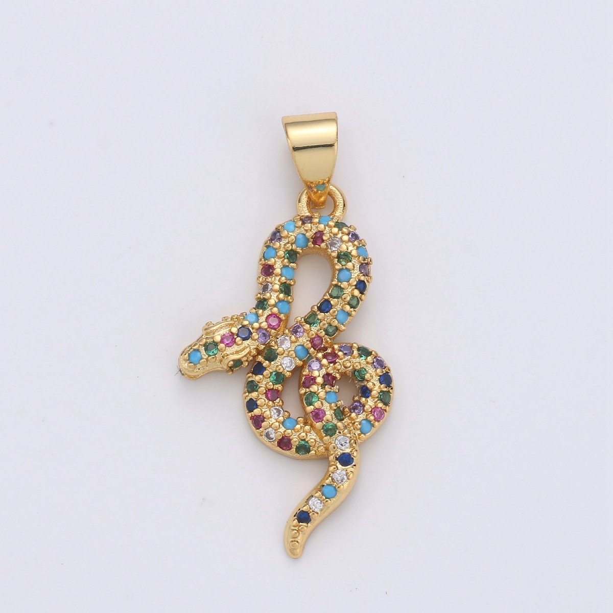 Cubic Gold snake charm Pendant, Micro Pave snake charms, Dainty pendant Jewelry in 14k Gold Filled I-662 I-663 - DLUXCA