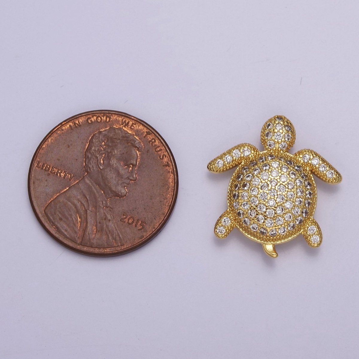 Cubic Gold Turtle Bracelet Bead Spacer Tortoise Beads, Gold CZ Beads Mini Turtle Bead B-225 - DLUXCA