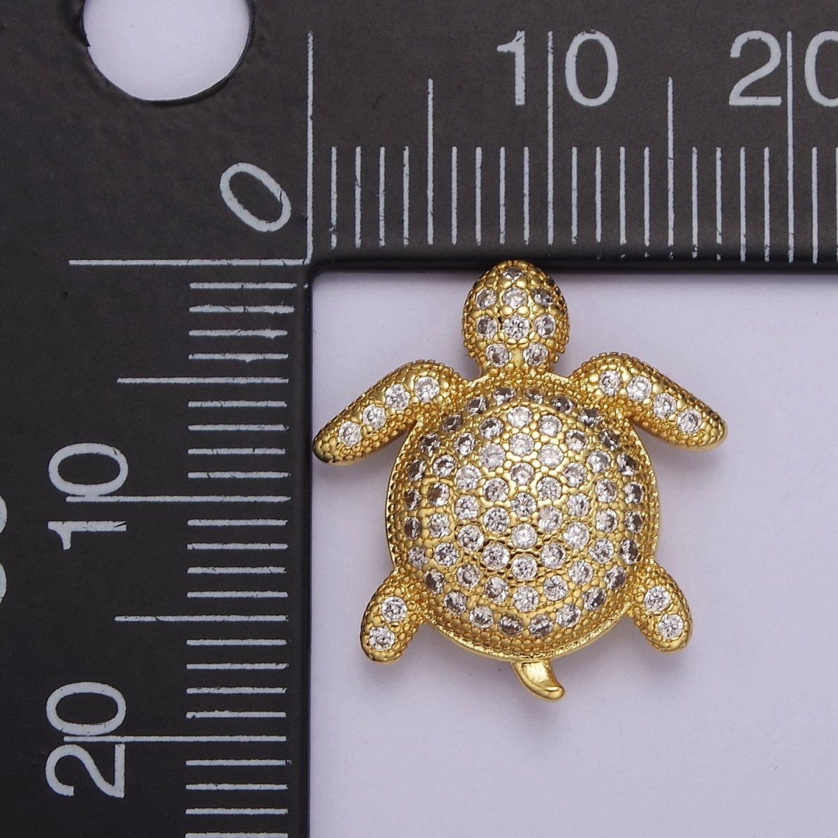 Cubic Gold Turtle Bracelet Bead Spacer Tortoise Beads, Gold CZ Beads Mini Turtle Bead B-225 - DLUXCA