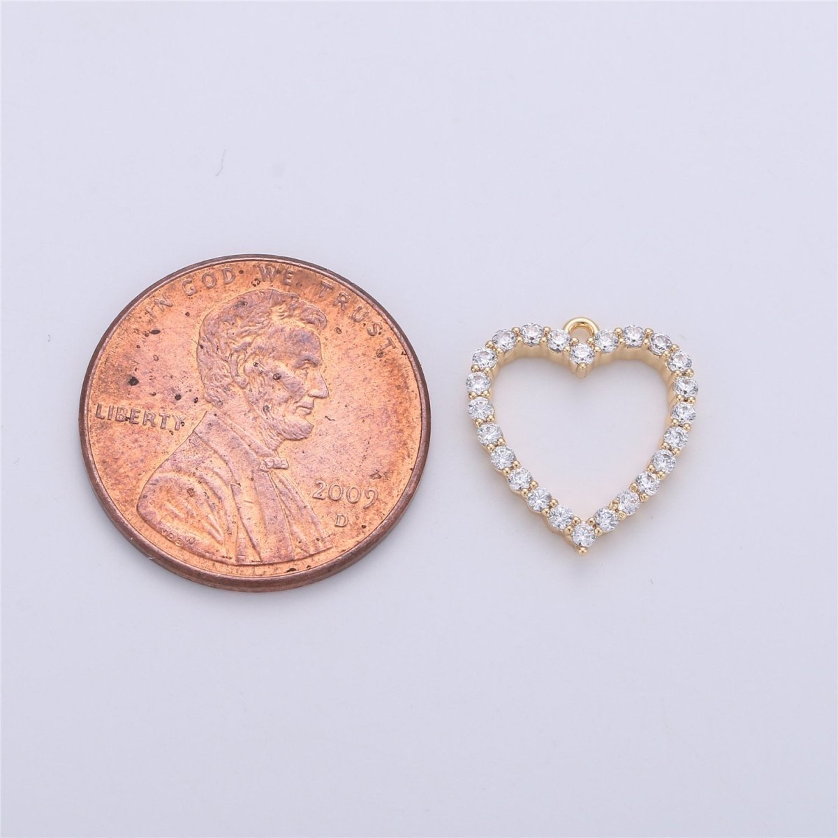 Cubic Heart Charm 15x13mm, 18 gold Filled Charm Cubic zirconia, Micro Pave heart charm, Dainty heart pendant for Earring Necklace Bracelet K-141 - DLUXCA