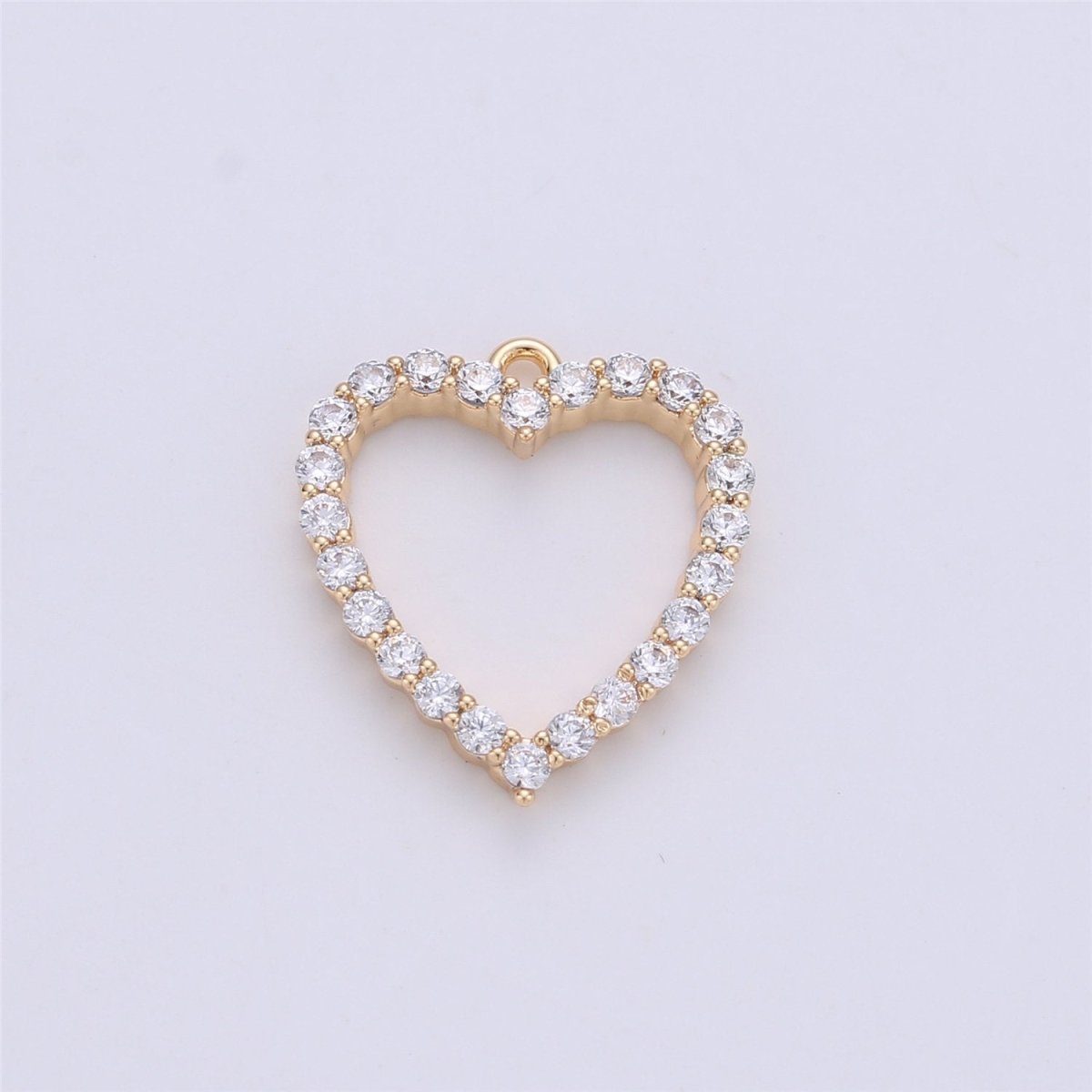 Cubic Heart Charm 15x13mm, 18 gold Filled Charm Cubic zirconia, Micro Pave heart charm, Dainty heart pendant for Earring Necklace Bracelet K-141 - DLUXCA