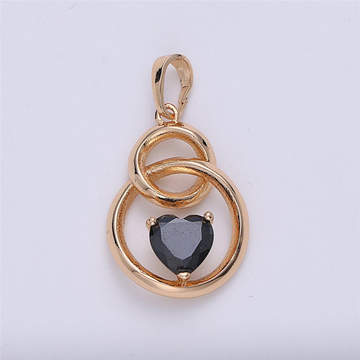 Cubic heart charm 28x16mm 18K gold Filled CZ, Nickel, Lead free Black Blue Red Heart pendant, Unique heart charm for Necklace Earring I-263 - DLUXCA