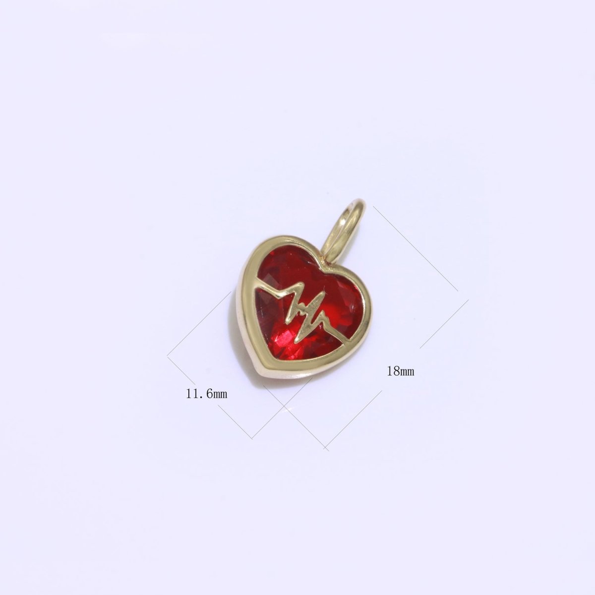 Cubic Heartbeat Charm Gold Heart beat Pendant Rate, Pulse, Nurse, Doctor Gift idea for Bracelet Necklace Earring Component J-905~J-908 - DLUXCA