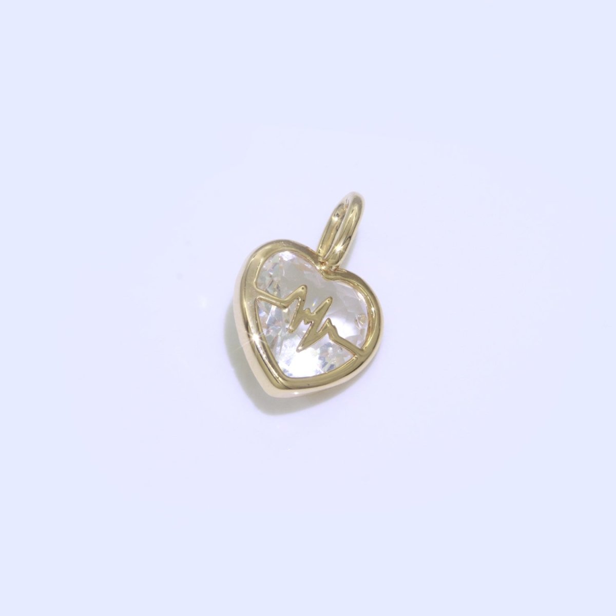 Cubic Heartbeat Charm Gold Heart beat Pendant Rate, Pulse, Nurse, Doctor Gift idea for Bracelet Necklace Earring Component J-905~J-908 - DLUXCA