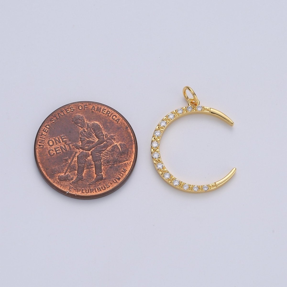 Cubic Moon Pendant, Moon Charm, Jewelry Supplies Dainty Crescent Moon Charm for Celestial Jewelry Making | D-701 - DLUXCA