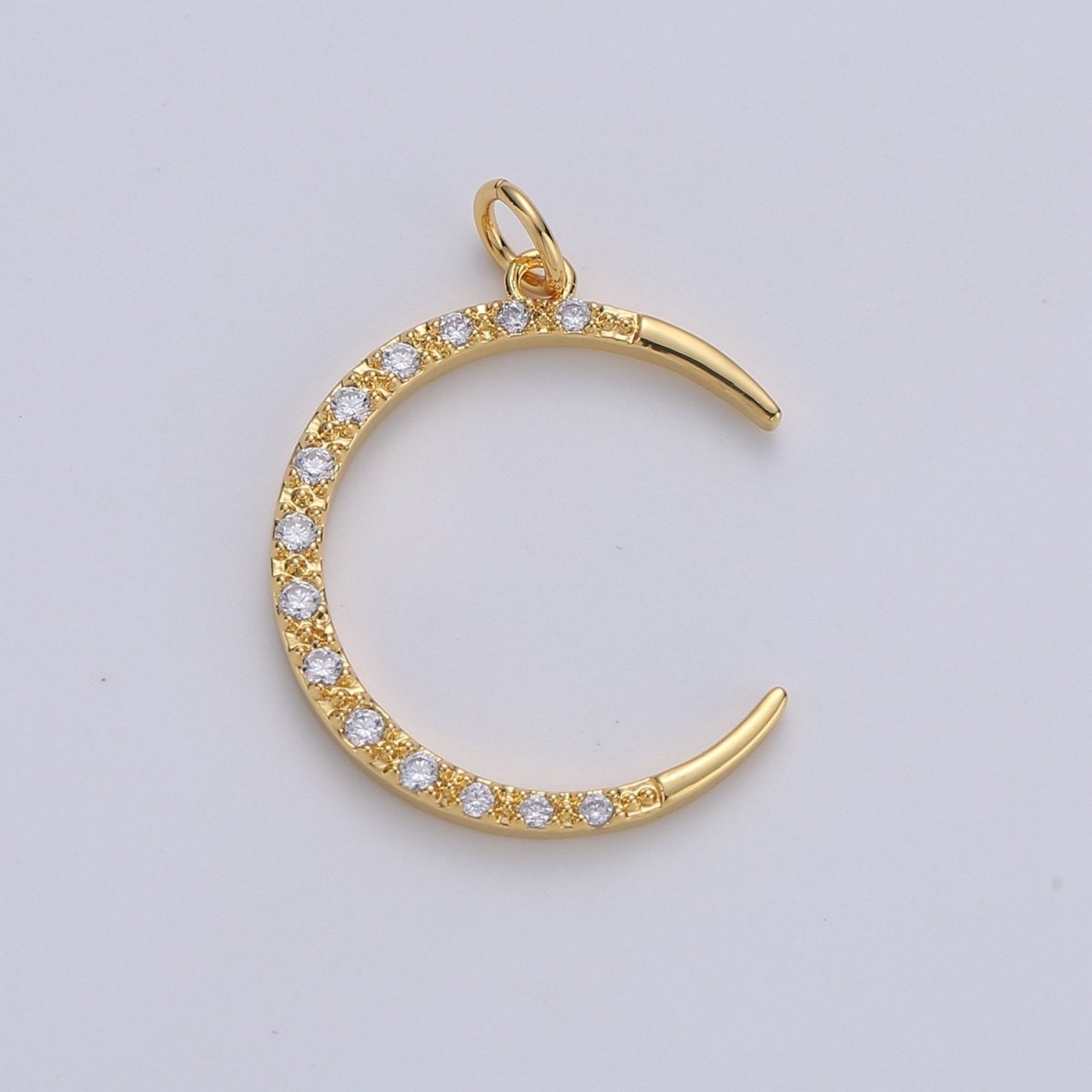 Cubic Moon Pendant, Moon Charm, Jewelry Supplies Dainty Crescent Moon Charm for Celestial Jewelry Making | D-701 - DLUXCA