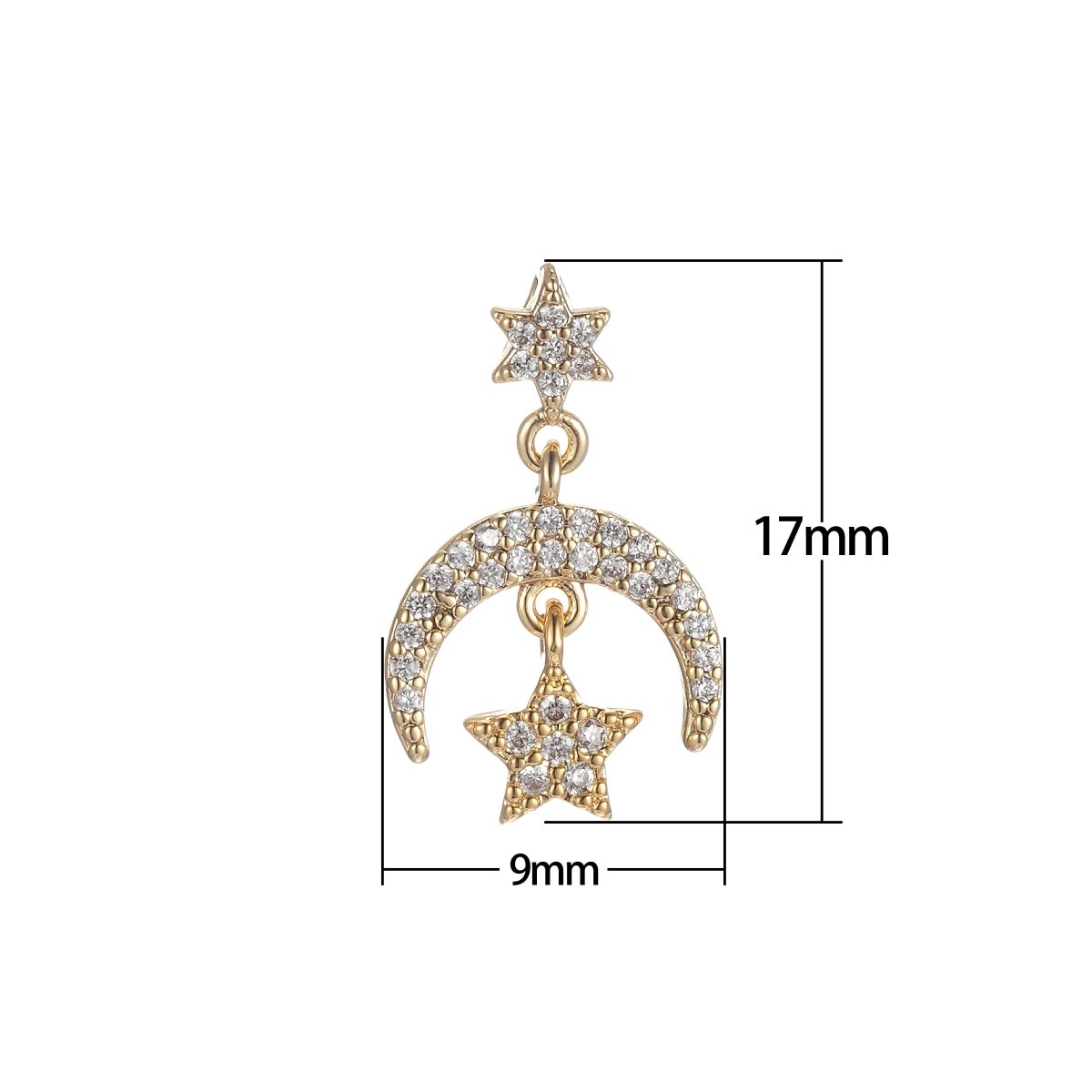 Cubic Moon Star Charms Dainty Celestial Charm Pendant for DIY Jewelry Making Accessaries Micro Pave Crescent Moon Charm E-866 - DLUXCA