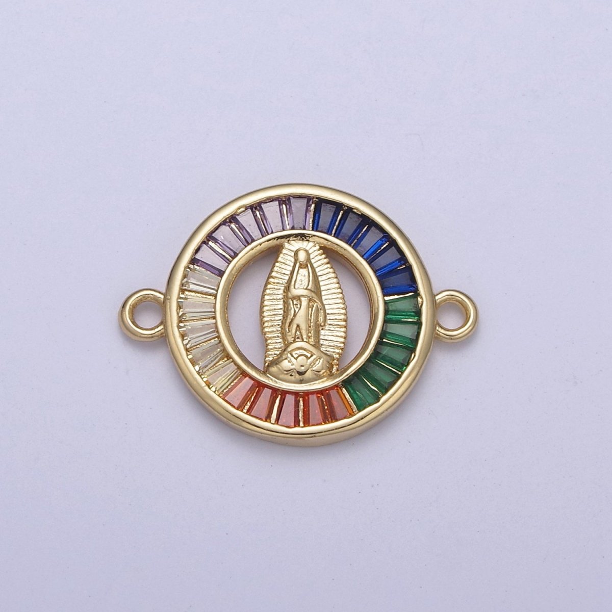 Cubic Multi Color Gold Lady Guadalupe Charm Connector for Bracelet Making Supply F-180 - DLUXCA