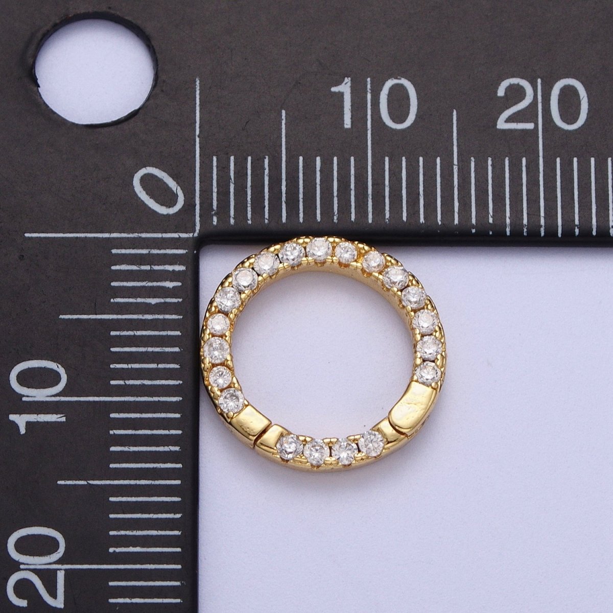 Cubic Push Gate Ring Gold Micro Pave Round Spring Gate Ring WHOLESALE Supplies K-047 L-930 - DLUXCA