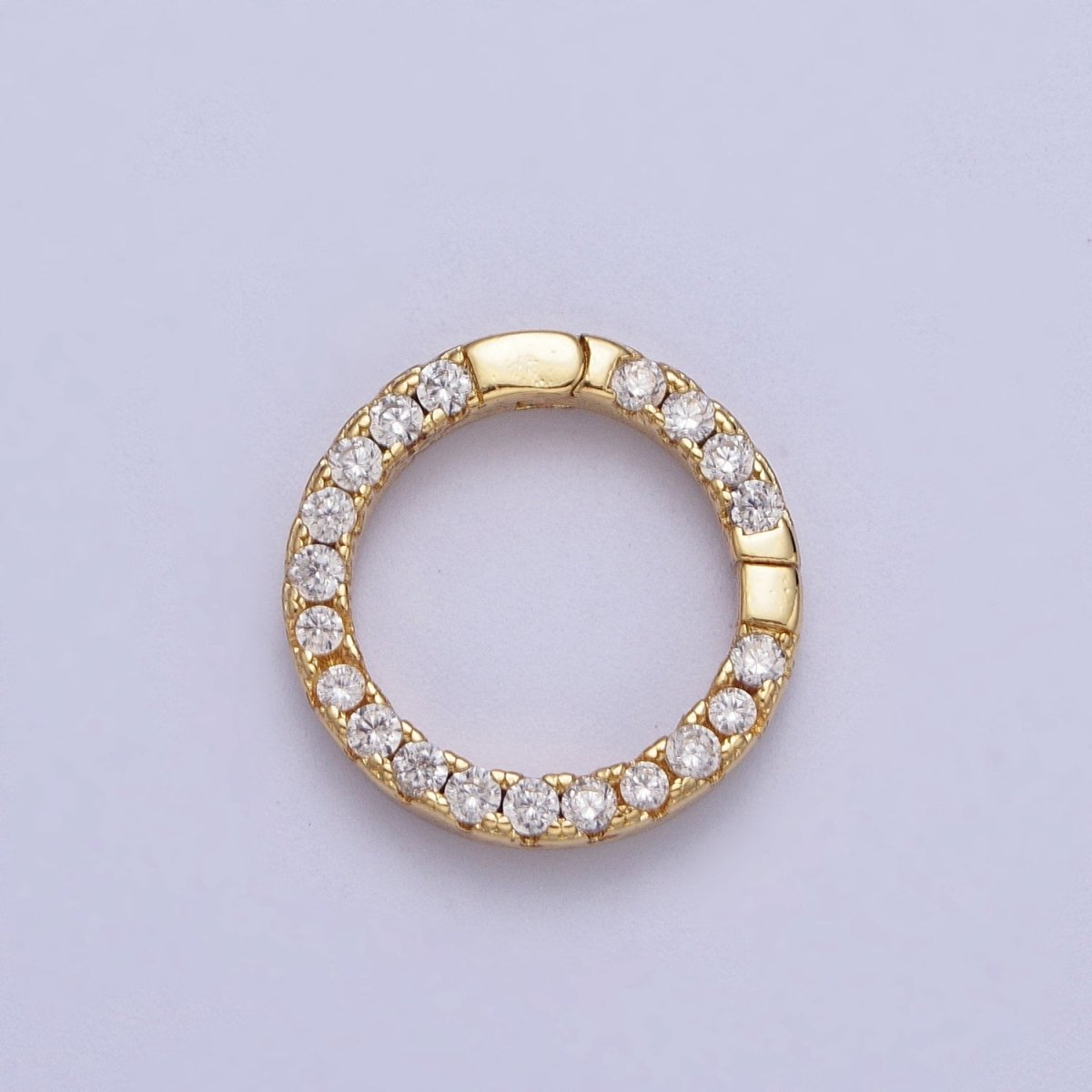 Cubic Push Gate Ring Gold Micro Pave Round Spring Gate Ring WHOLESALE Supplies K-047 L-930 - DLUXCA