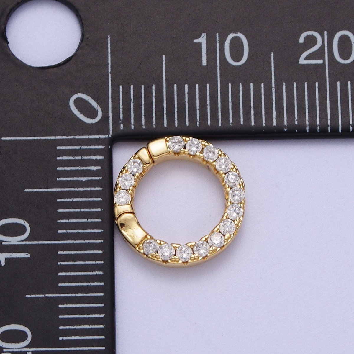 Cubic Push Gate Ring Gold Micro Pave Round Spring Gate Ring WHOLESALE Supplies K-047 L-930 - DLUXCA