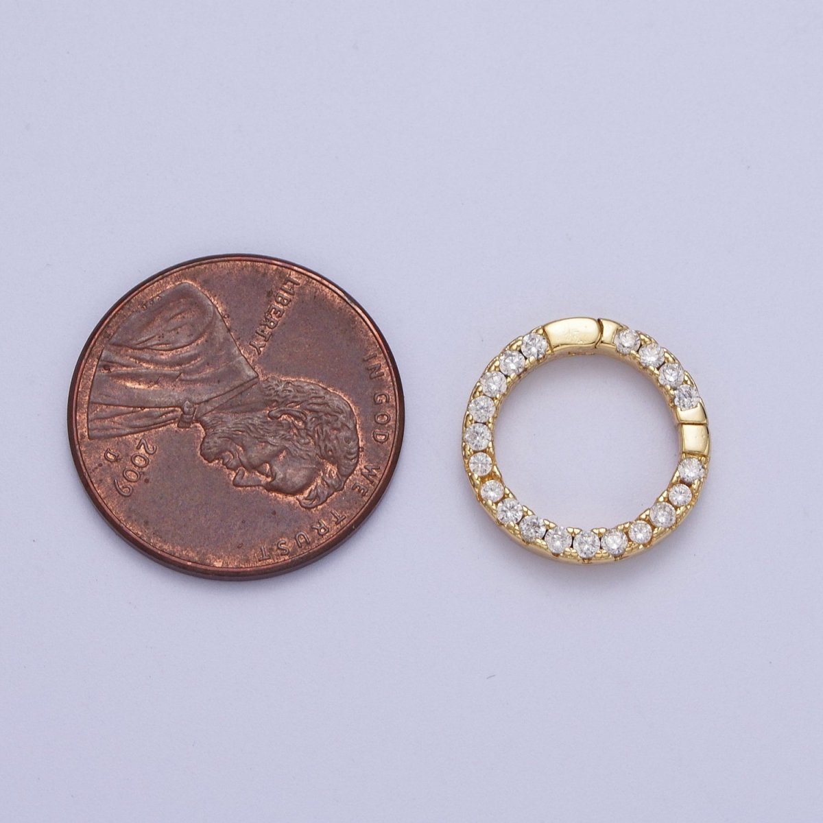 Cubic Push Gate Ring Gold Micro Pave Round Spring Gate Ring WHOLESALE Supplies K-047 L-930 - DLUXCA