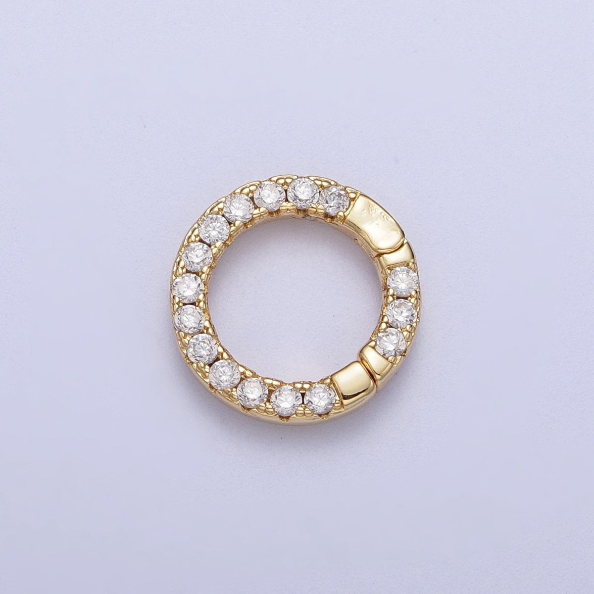 Cubic Push Gate Ring Gold Micro Pave Round Spring Gate Ring WHOLESALE Supplies K-047 L-930 - DLUXCA