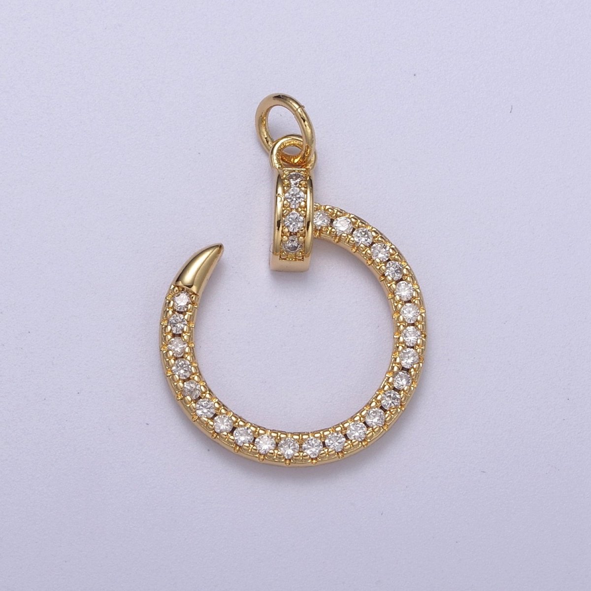 Cubic Round Circle Charm Dangle 14k Gold Filled CZ Charm Silver Open Pendant N-262 N-263 - DLUXCA