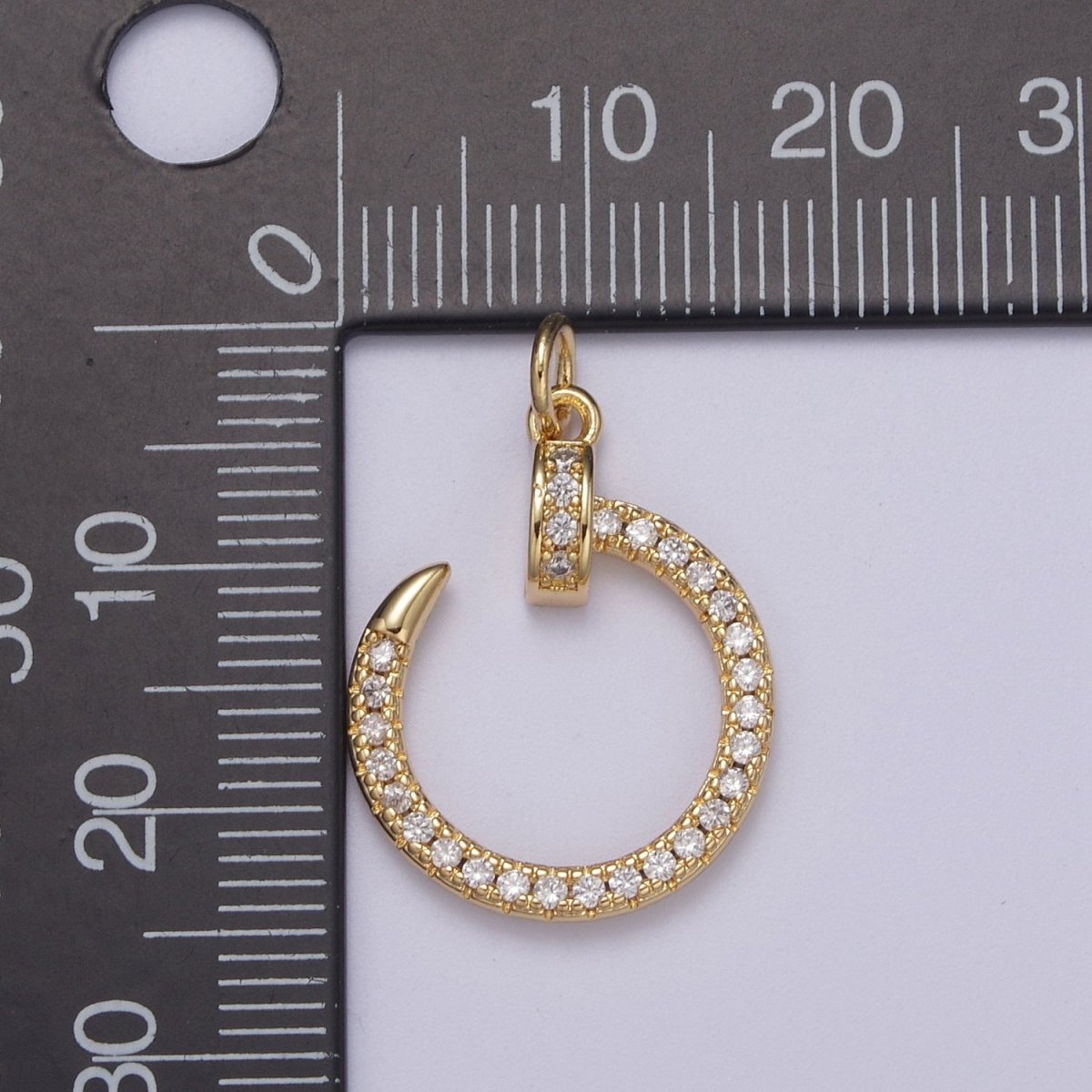 Cubic Round Circle Charm Dangle 14k Gold Filled CZ Charm Silver Open Pendant N-262 N-263 - DLUXCA