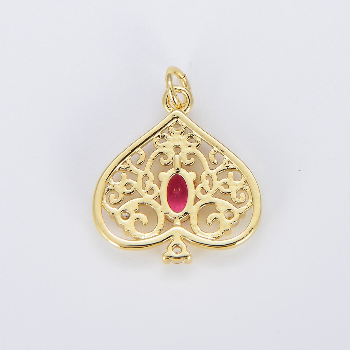 Cubic Spades Charm Gold Filigree Lucky Charm, Spades Dainty Pendant Charm, For DIY Jewelry E-814 - DLUXCA