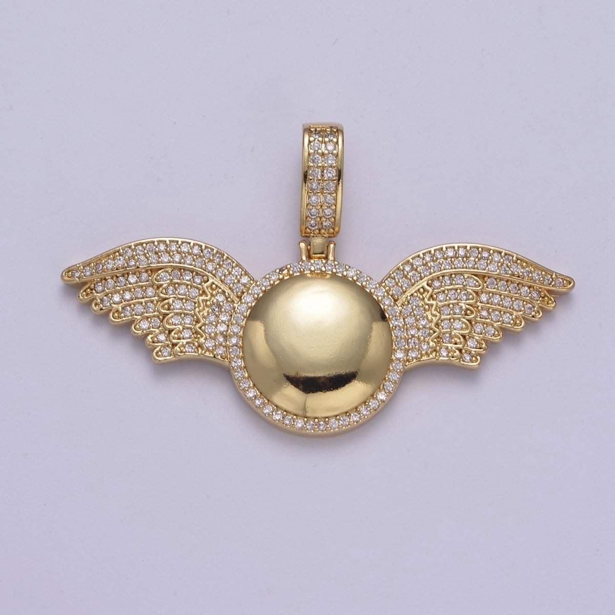 Cubic Wing Pendant 14K Gold Filled Ball Round Statement Charm for Necklace H-298 - DLUXCA