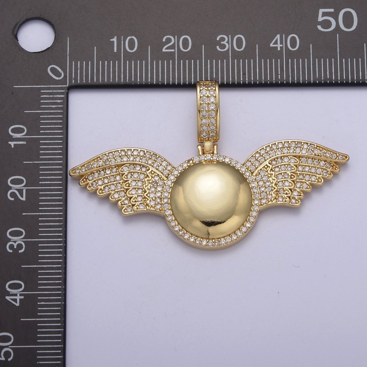 Cubic Wing Pendant 14K Gold Filled Ball Round Statement Charm for Necklace H-298 - DLUXCA