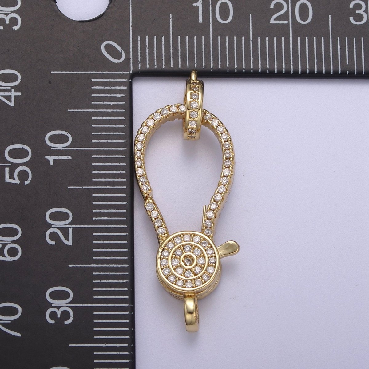 Cubic Zirconia Clasp, Gold Filled Clasp Enhancer, Pave CZ Lobster Clasp 35.3x12.6mm L-606 - DLUXCA
