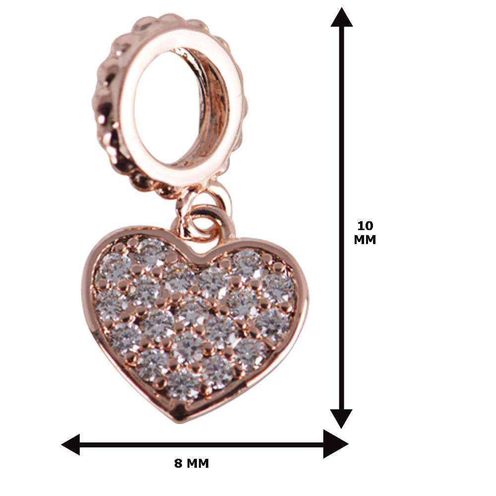 Cubic Zirconia Crystal Dangle Paved Heart Big Loop Cooper Gold Filled Charm Connector Bracelet Design Plated Material I-348 - DLUXCA