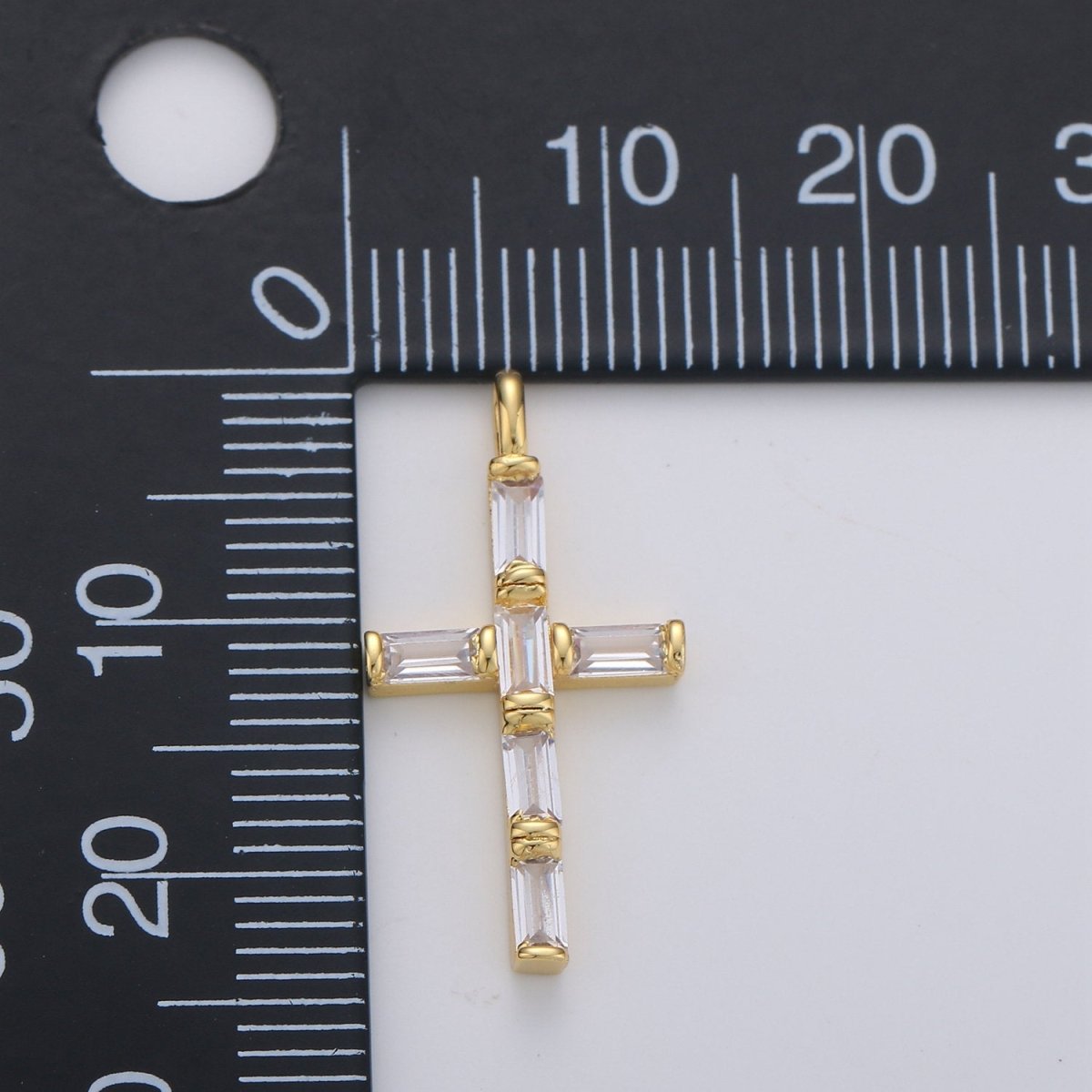 Cubic Zirconia CZ Marquise Navette Crystal Small Cross Pendant Charm Chain Necklace in 14k Gold Filled Silver Cross Charm Religious Jewelry I-657 I-658 - DLUXCA