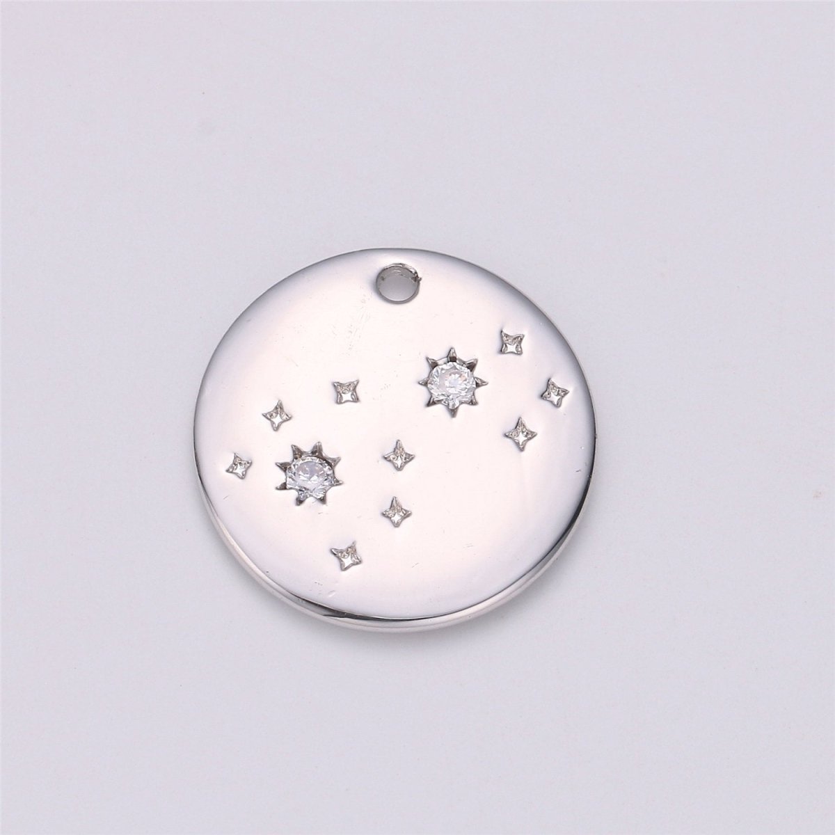 Cubic Zirconia Dainty Star Coin Pendant Gold Filled Charm Pave Gold Moon Star Unique Starry Night Charm C-523 - DLUXCA
