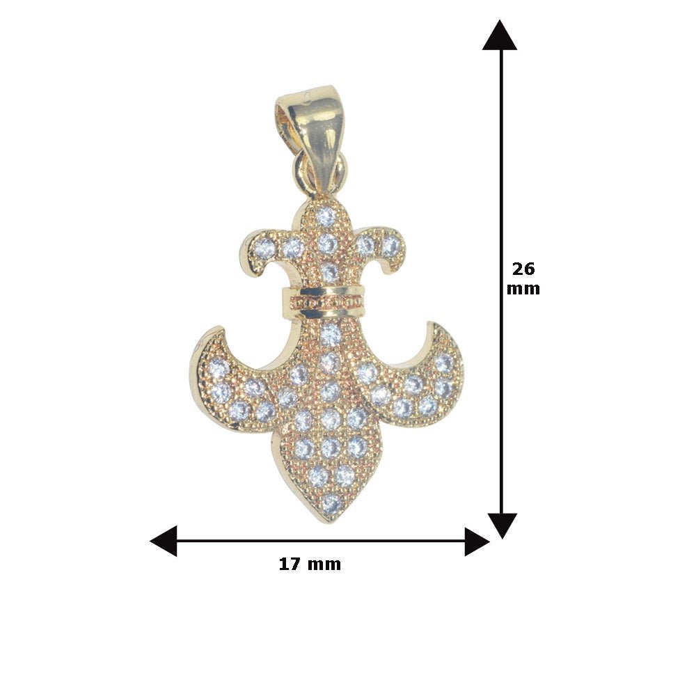 Cubic Zirconia Gold Filled Cooper, Crystal Bead Bracelet Jewelry Necklace Pendant Lily Flower Fleur de lis Charm I-696 - DLUXCA