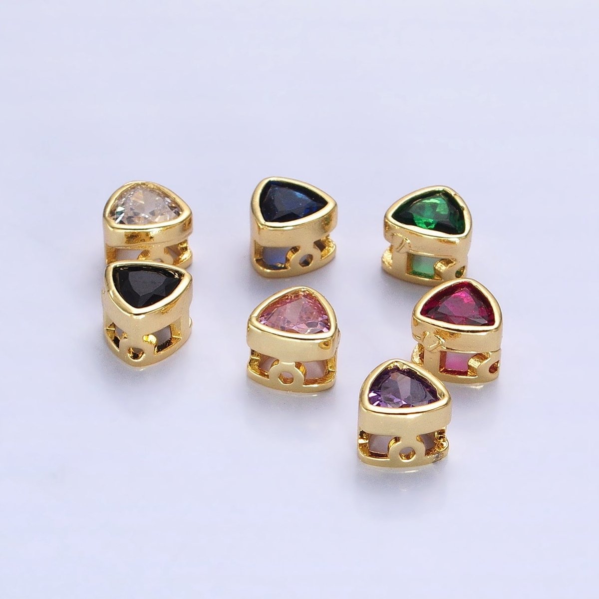 Cubiz Zirconia Triangle Beads - 7mm Small CZ Colorful Geometric Jewelry Gold Beads spacer B-193 B-194 B-197 B-198 B-204 B-211 B-216 - DLUXCA