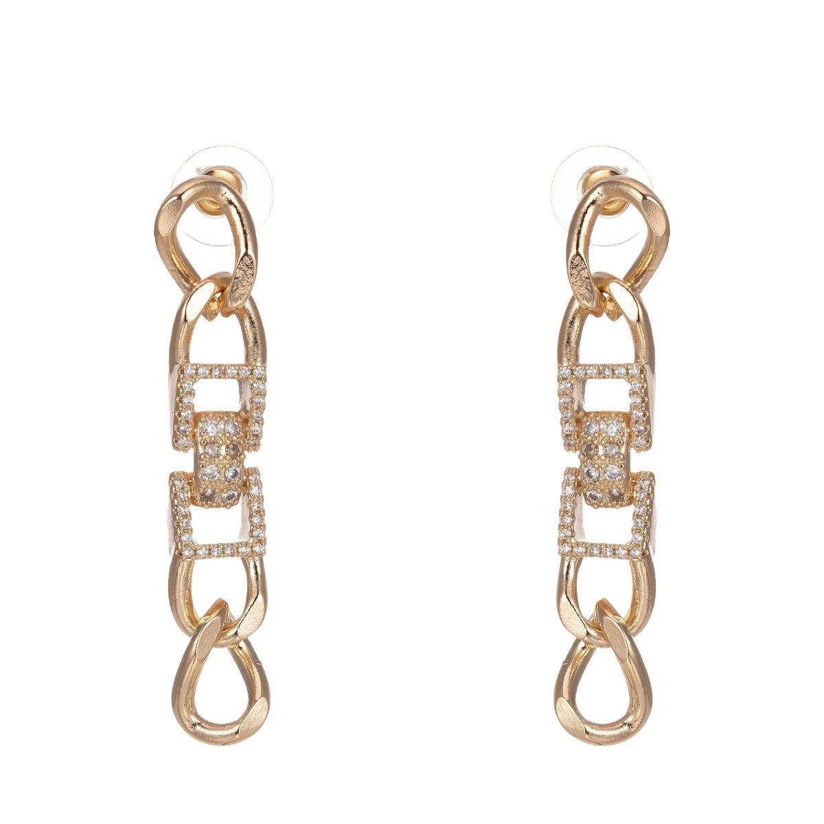 Curb Link Earrings Curb Chain Link Earring • Minimalist Gold Earring Dangle Stud Earring T-020 - DLUXCA